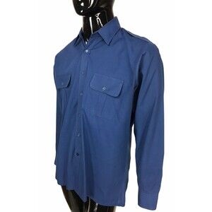 80s Vintage Sears The Men's Store Blue Workwear Button-Down Men's Shirt Large